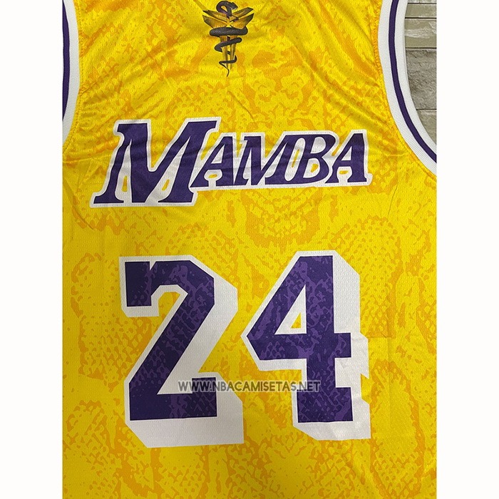 Camiseta Los Angeles Lakers Kobe Bryant NO 24 Mamba Amarillo